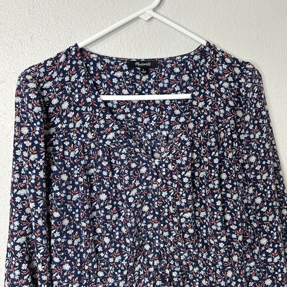 Madewell Womens Silk V Neck Peplum Blouse Size XS in Harvest Vine Floral - Picture 3 of 7